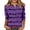Purple/Striped, variant on WTXUE T-Shirts 3/4 Sleeve, Crew Neck Shirts for Women's Button up 3/4 Length Sleeve T Shirt Top Striped Casual Tops for Women Purple/Striped XXL