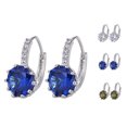 thumbnail image 3 of serony Boucles d'Oreilles Rondes en Strass pour Femmes, Argent, 3 of 7