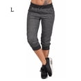 thumbnail image 1 of Pantalones de mujer Pantalones con cordón recortado Paño deportivo informal con cintura elástica, Negro, L sidaley AP002218-07, 1 of 7