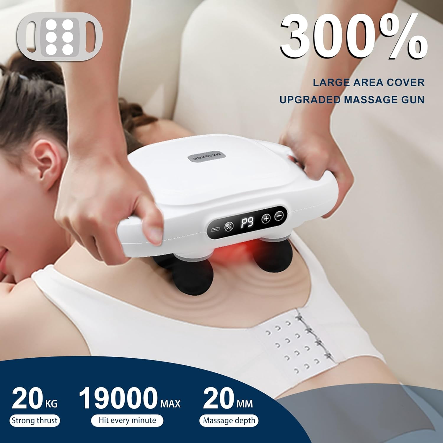 6 Head Massage Gun Deep Tissue with 9 Levels & 9 Modes, Professional Electric Massager Tool for Legs, Arms, Waist, Back - Full Body Muscle , Ideal Gifts for Women, Men, Mom, and Dad