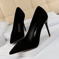 thumbnail image 2 of Zapatos de tacón alto con punta estrecha y boca poco profunda de gamuza para mujer, edición coreana, sexys, ajustados, para mujer, 2 of 5