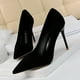 thumbnail image 2 of Zapatos de tacón alto con punta estrecha y boca poco profunda de gamuza para mujer, edición coreana, sexys, ajustados, para mujer, 2 of 4
