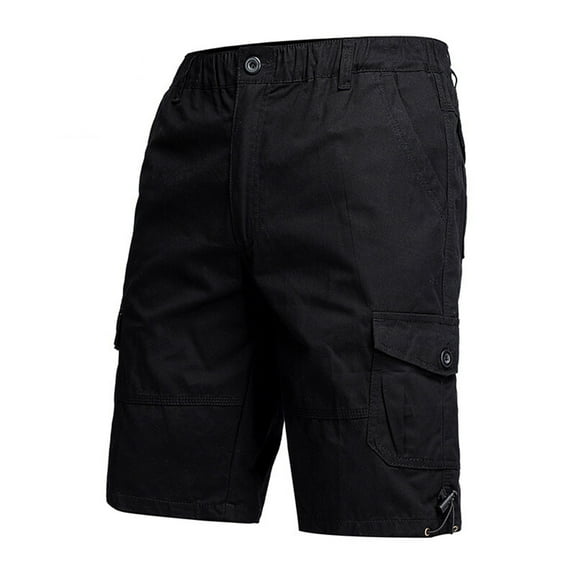 Bcfgryg Men's Cargo Shorts With Multiple Pockets Loose Fit Casual Straight Leg Pants Men's Linen Shorts For Summer Travel Black L