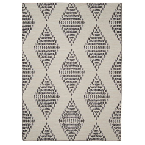 Linon Outdoor Washable Area Rug Collection, Ivory and Brown, 3' x 5'