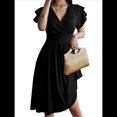 thumbnail image 2 of Summer Midi Dress 2025 Spring V Neck Cocktail Wedding Guest A Line Fit and Flared Dresses, 2 of 7