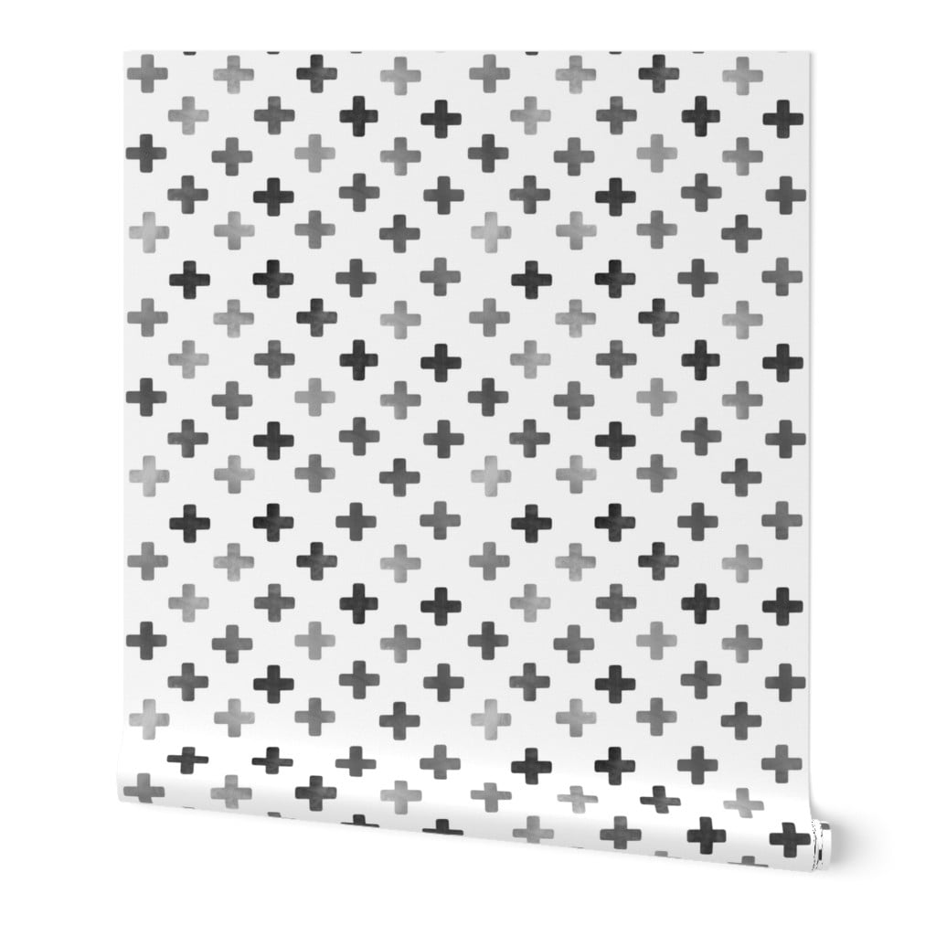 Wallpaper Roll Monochrome Black And White Watercolor Grey 24in x 27ft