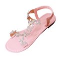 thumbnail image 2 of Viluyesy Womens Flat Sandals, Open Toe Shiny Rhinestone Wide Width Fashion Casual Beach Shoes Pink US5.5, 2 of 7