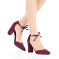 thumbnail image 2 of BLISSFUL STEP Women's Ankle Tie Block Heel Pointed Toe Dress Pumps, 2 of 7