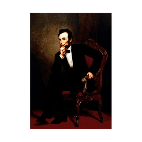 Abraham Lincoln Portrait Healy Painting 1869 Persident Sitting on Chair Deep in Thought Unframed Art Print Poster Wall Decor 12x16 inch