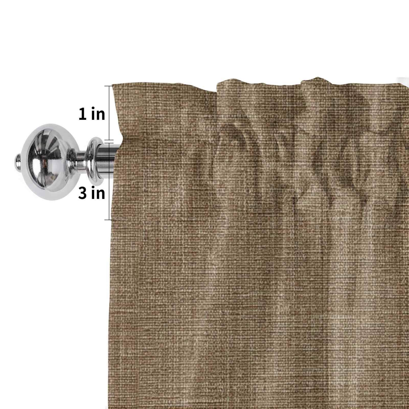 Vintage Brown Rod Pocket Curtain Valance, Farmhouse Retro Dark Solid Color Linen Texture Farmhouse Window Valance for Living Room, Bedroom, Kitchen 42"W x 12"L