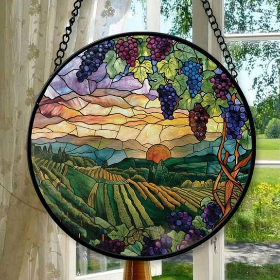 Napa Vineyard: Stained Glass-Style Christmas Ornament - Made With Real Glass, Stained Glass Ornament 2025, Holiday Decoration, Seasonal Keepsake Gift, Unique Collectible, Window