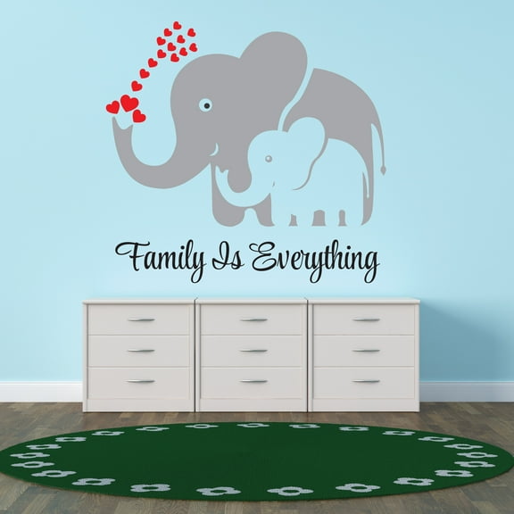 Animal Wall Decals for Boy's Bedroom - Elephant Blowing Red Hearts with her Trunk Wall Sticker Decal With Easy Installation Instructions Kid's Bedroom Décor Wall Sticker - Size: 10 In x 9 In