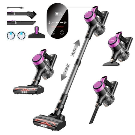Homeika Cordless Vacuum Cleaner, 300W 23KPa Powerful Suction Vacuum with LED Display, 3 Suction, 48mins Runtime, Lightweight Stick Cleaner with Sofa Brush for Hard Floor/Carpet/Pet Hair/Car, Black