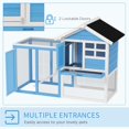 thumbnail image 4 of 49" Wooden Rabbit Hutch With Slant Roof and Run, Light Blue, 4 of 7