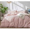 thumbnail image 3 of MooMee Duvet Cover Set 100% Washed Cotton Linen Like Textured Breathable 2 Piece (Pale Pink, Twin), 3 of 6