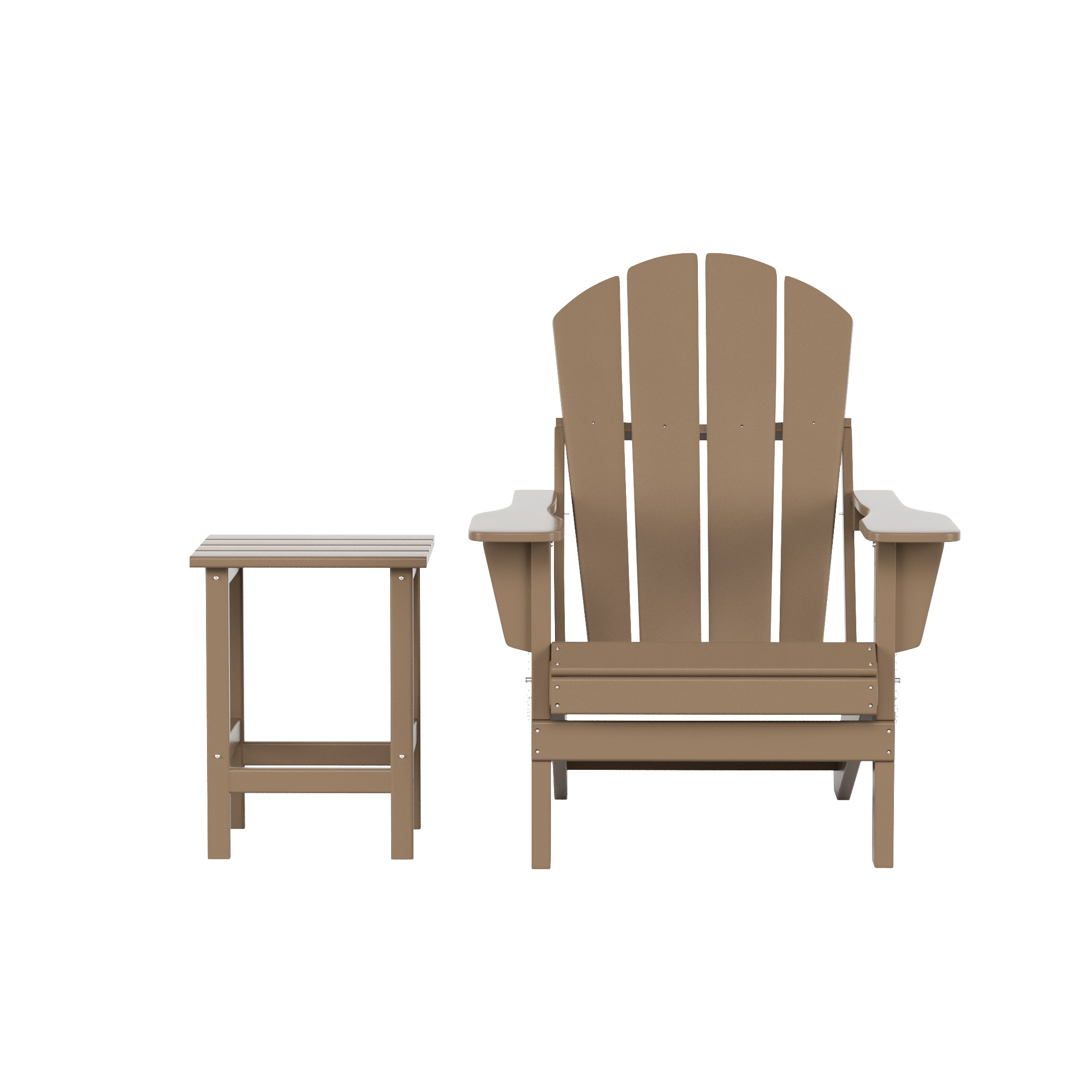 WestinTrends Malibu 2-Pieces Adirondack Chair Set with Side Table, All Weather Outdoor Seating Plastic Patio Lawn Chair Folding for Outside Porch Deck Backyard, Weathered Wood - image 4 of 7