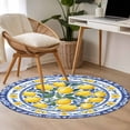 thumbnail image 4 of Round Rugs 3Ft, Summer Lemon Round Area Rug Washable Indoor Throw Carpet, Blue Floral Spring Botanical Vintage Small Non Slip Circle Rug for Bedroom Living Room Home Decor Aesthetic, 4 of 8
