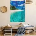 thumbnail image 2 of Fiji Tapestry, Clear Still Waters Surrounding a Stunning Island, Wall Hanging for Bedroom Living Room Dorm Decor, 60W X 80L Inches, Night Blue Dark Seafoam Olive Green and Eggshell, by Ambesonne, 2 of 5