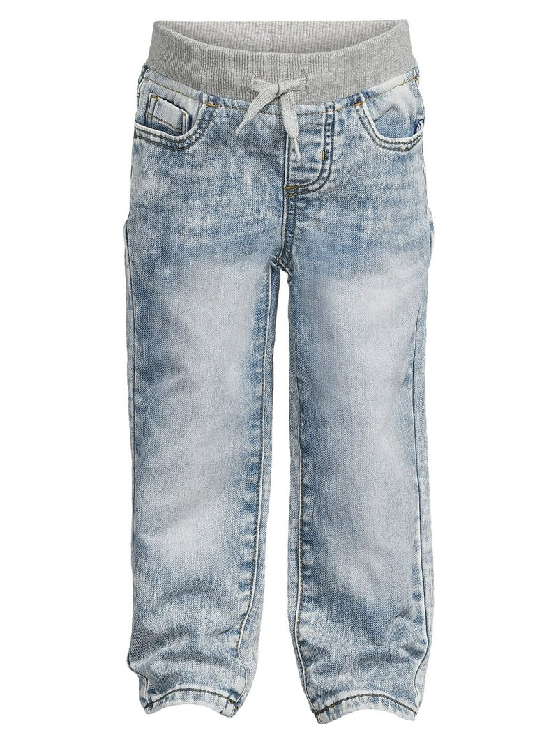 Wonder Nation Toddler Boy Knit Denim Jeans, Pull-On Style, Sizes