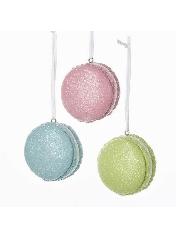 Pastel Glittered Macaroon Ornaments, 3 Assorted
