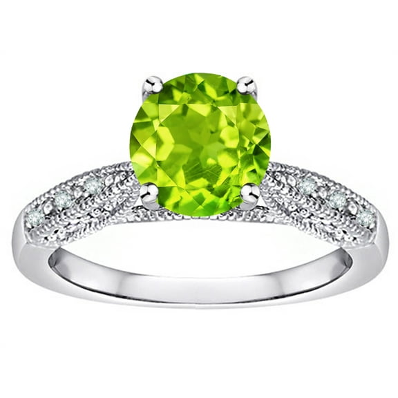 Star K� Round 7mm Genuine Peridot Antique Vintage Style Solitaire Engagement Promise Ring