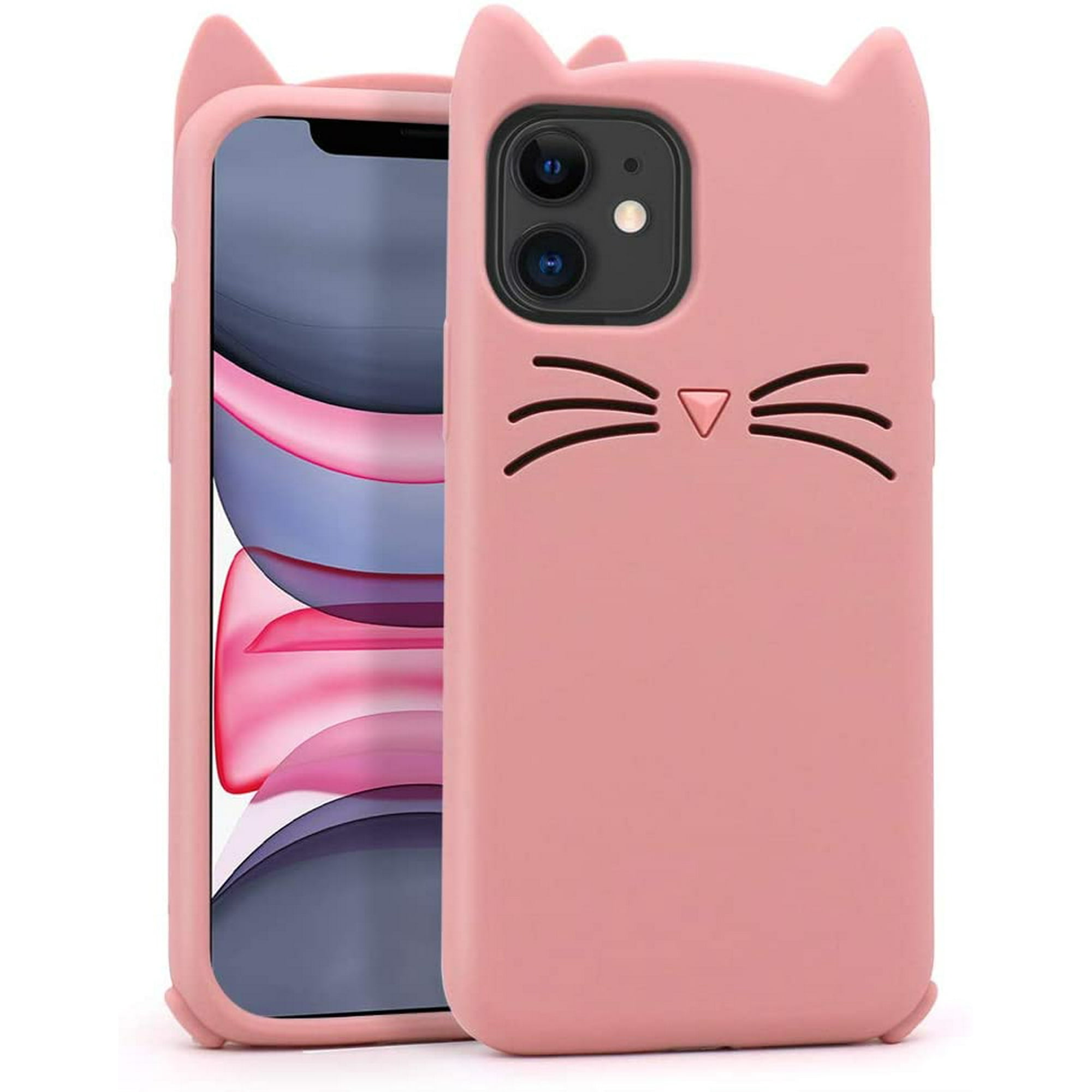 Yonocosta Cute Iphone 11 Case Cute Pink Whisker Cat Ears Kitty Kavaii Case 3d Cartoon Animal Character Soft Silicone Walmart Canada