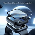 thumbnail image 2 of 2 Pack Hard PC Case Compatible for Apple Watch Series 6 5 4 SE 2022 44mm with Tempered Glass Screen Protector, Slim HD Bumper Full Protective Cover for iWatch 44mm, 1 Black+1 Clear, 2 of 5