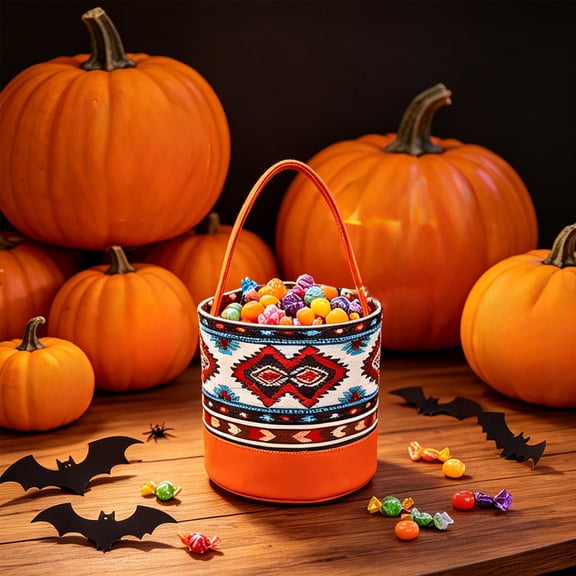 Halloween Basket for Kids Handheld Pumpkin Storage Candy Basket 8.6x9.0in for Trick or Treat Party Home Decor by OVFUIZ
