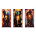 thumbnail image 2 of Designart "Passionate Kiss Retro Portrait of Lovers V" Couple Framed Wall Art Set Of 3 - Yellow Glam Frame Gallery Wall Set For Home Decor, 2 of 6