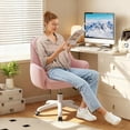 thumbnail image 3 of Home Office Chair Velvet Vanity Chairs Cute Makeup Desk Chair with Wheels Mid Back Computer Chairs Height Adjustable Small Swivel Rolling Task Chair, 3 of 12
