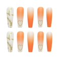 thumbnail image 2 of Uñas postizas largas YONGSHENG de color naranja 24 piezas con diseño de corazón, 2 of 5