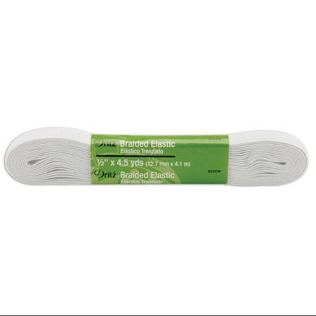 Braided Elastic 1/2" Wide 4.5 Yards-White