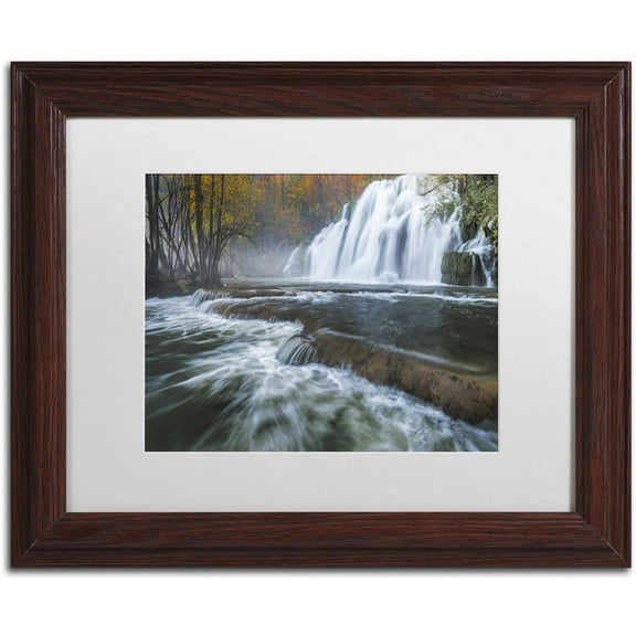 Trademark Fine Art "Waterfalls of Tufs in Jura" Canvas Art by Mathieu Rivrin, White Matte, Wood Frame