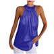 thumbnail image 2 of ICHUANYI Clearance Womens Casual Solid Color Round Neck Halter Sleeveless Tops Blouses Tops Tank Shirt Vest With Zipper(Blue, S) ICHUANYI WER2023081115362, 2 of 6