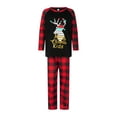 thumbnail image 2 of Elippeo Family Matching Christmas Pajamas, Letter  Deer Head Print Long-Sleeved Tops + Plaid Trousers Sleepwear Outfits, 2 of 10