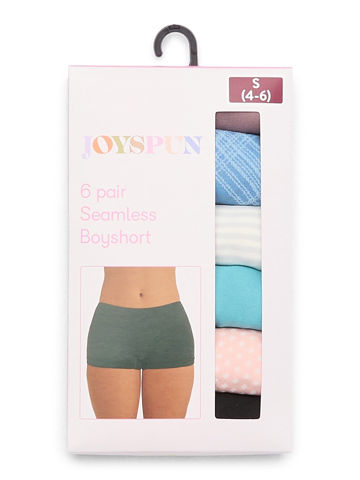 Joyspun Women's Seamless Boyshort Panties, 6-Pack, Sizes XS-XXXL
