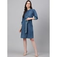 thumbnail image 4 of Janasya Indian Women's Blue Denim Solid Straight Western Dress, 4 of 8