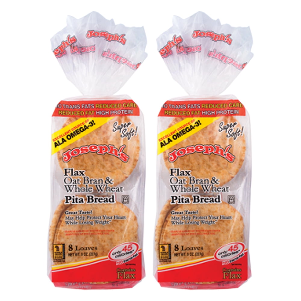 Joseph's Bakery Flax, Oat Bran and Whole Wheat Flour MINI Pita Bread (2 ...