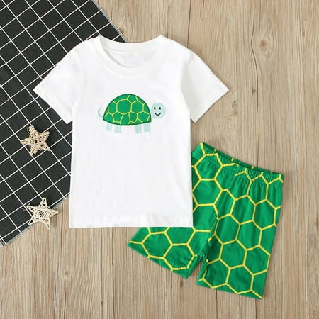 

Children Kids Boys Short Sleeve Cartoon Print T-shirt Tops+Shorts Pajamas Set CHMORA