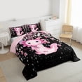 thumbnail image 3 of Manfei Pink Axolotl Bedding Comforter Set 2pcs for Kids Girls, Japanese Cherry Blossoms Twin Comforter Sets, Black Pink Bedding Set, Lightweight Room Decor, 3 of 8