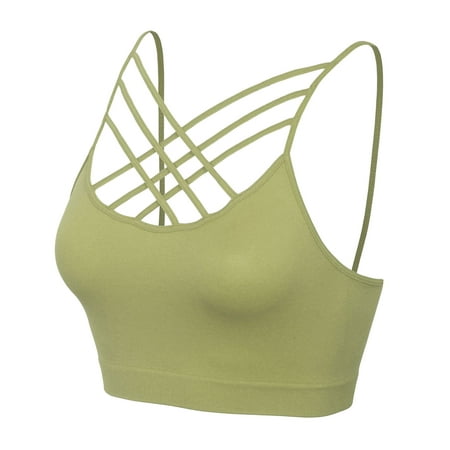 

KOGMO Women s Lightweight Seamless Triple Criss-Cross Front Bralette (No Pad)