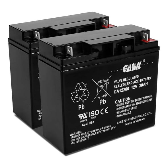 2 Pack 12V 20AH Battery Sealed Lead Acid AGM Rechargeable Deep Cycle Battery Nut and Bolt by Casil CA12200