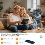 Touch Control Table Lamp with LED Bulb Bedside Lamp for Bedroom Living Room Digital Waves Pattern