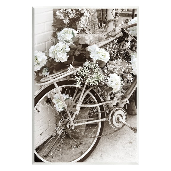 Stupell Industries Flower Blossom Covered Bicycle Vintage Neighborhood Photography Photograph Unframed Art Print Wall Art, Design by Acosta