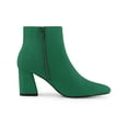 thumbnail image 3 of BLISSFUL STEP Women's Pointy Toe Side Zip Block Heels Ankle Boots Green 6, 3 of 7