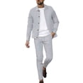 thumbnail image 2 of Maqroz Men's Comfortable Summer Set Long Sleeve Button Down Jacket and Drawstring Waist Pants Solid Color Casual Formal Outfit Fashion Dailywear, 2 of 5