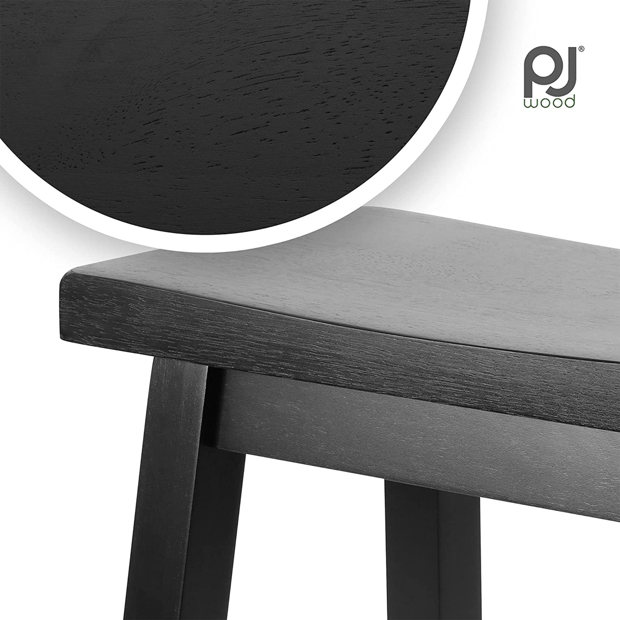 PJ Wood Classic Saddle Seat 24'' Kitchen Bar Counter Stool, Black (5 Pack)