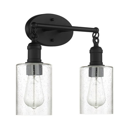 Luminance Sunset Lighting F6872-31 Clyde Vanity  Steel Round Glass Clear Seedy with Matte Black Finish