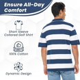 thumbnail image 4 of BAAZ Men's Striped Cotton Pique Polo, Navy-White, XX-Large, 4 of 6