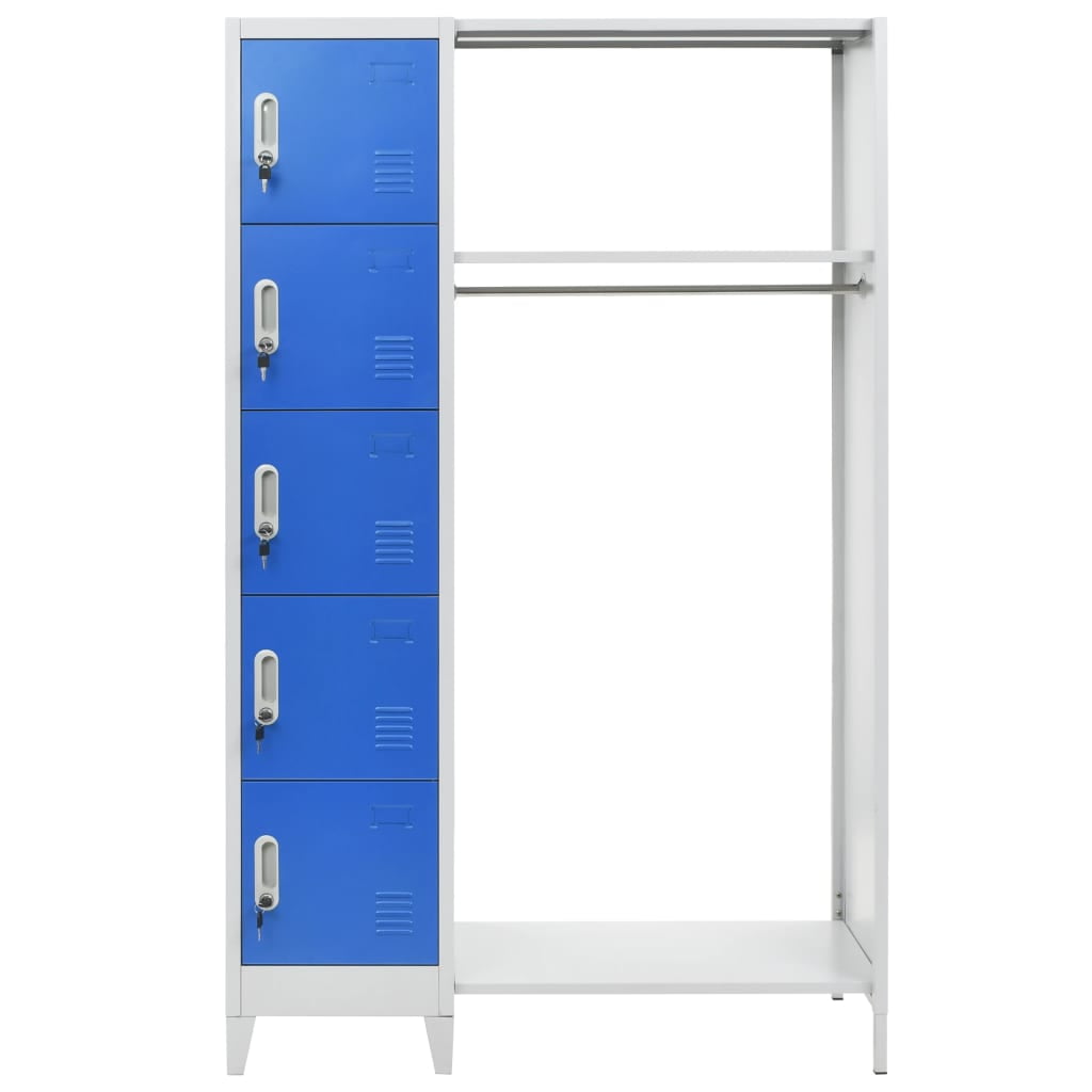 Kepooman Storage Cabinet with Coat Rack for Office Kitchen, Blue Kepooman Storage Cabinet with Coat Rack for Office Kitchen, Blue
